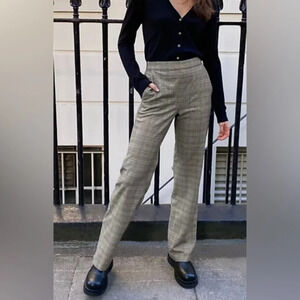 Babaton Aritzia Plaid IVY high waisted trousers pants Sz  0